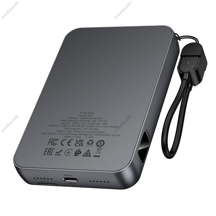 Повербанк портативний акумулятор Power Bank Hoco Q47 Shine with game console 20W 10000 mAh Black