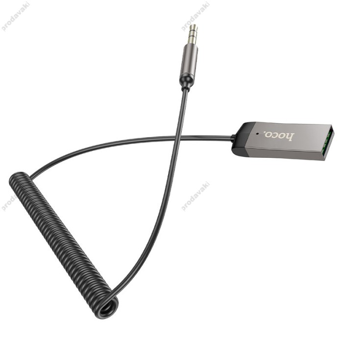 Автомобільний Bluetooth адаптер Hoco E78 Benefit car AUX BT receiver with cable BT5.3 1.2m Black