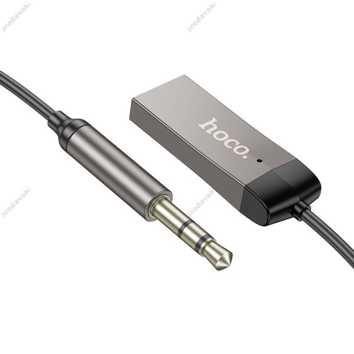 Автомобільний Bluetooth адаптер Hoco E78 Benefit car AUX BT receiver with cable BT5.3 1.2m Black