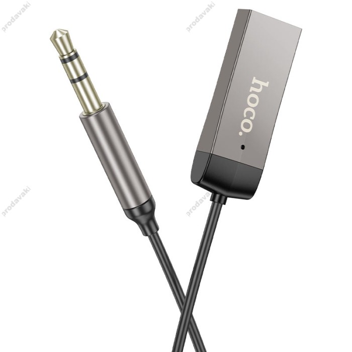 Автомобільний Bluetooth адаптер Hoco E78 Benefit car AUX BT receiver with cable BT5.3 1.2m Black