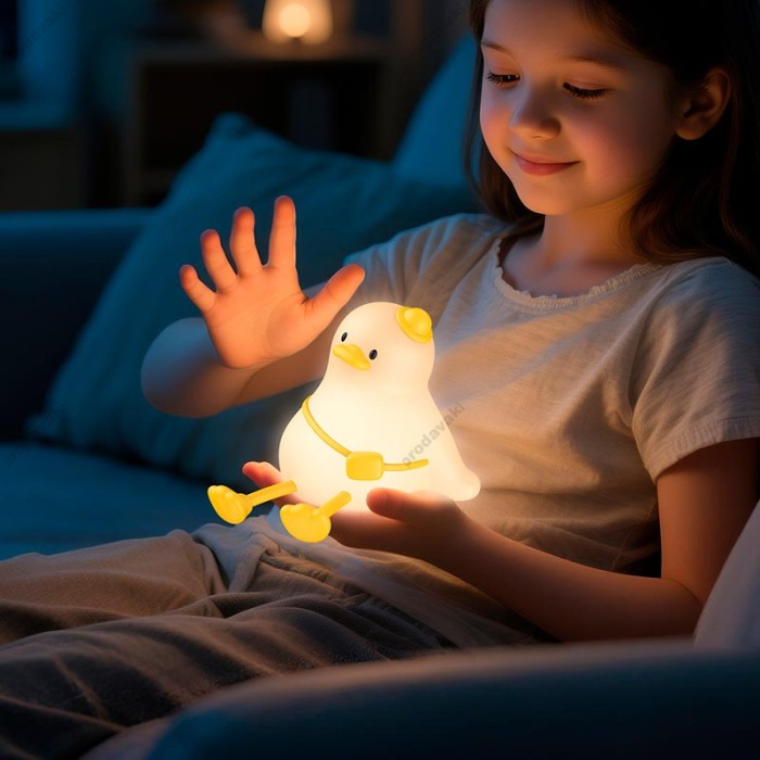 Нічний світильник HOCO HX16 Silicone duck lamp 7h White
