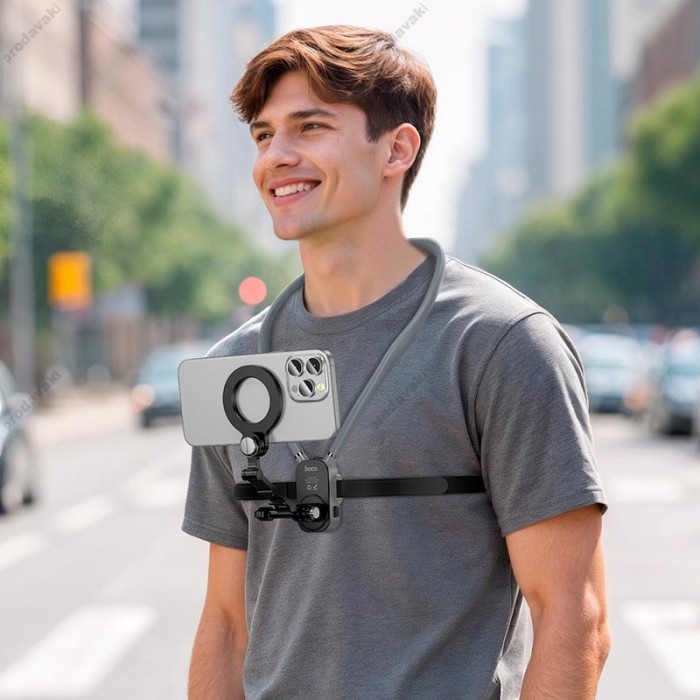 Тримач на шию HOCO K31 Campo magnetic neck-hanging holder 4.5-7" Black-grey