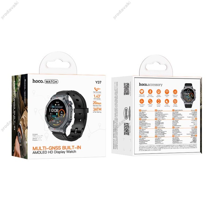 Смарт-годинник HOCO Y37 AMOLED GPS call version Black
