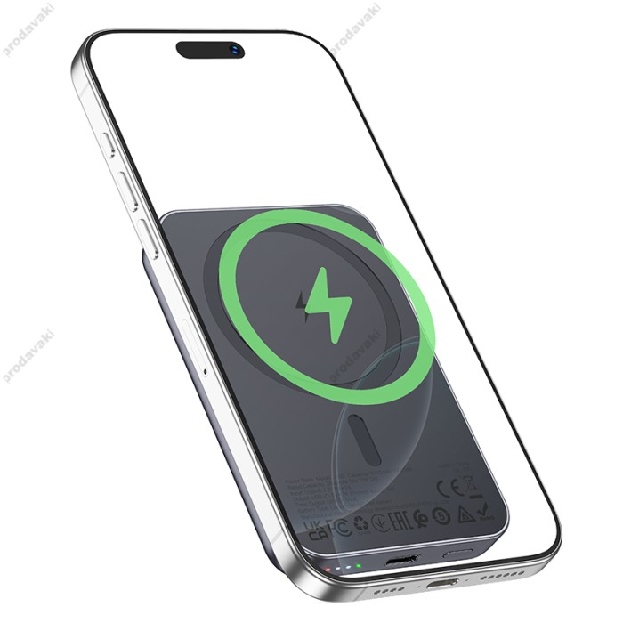 Повербанк портативний акумулятор Power bank Hoco J160 magnetic 5000 mAh Metal Gray