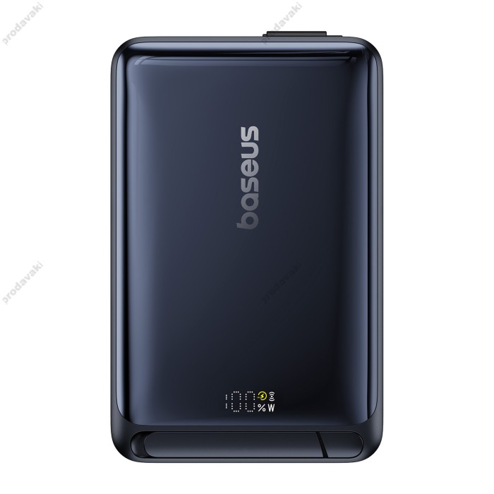 Повербанк портативний акумулятор Power bank Baseus Nomos Qi2 Kickstand Magnetic Type-C Cable 10000 mAh 45W Black P10078800123-00