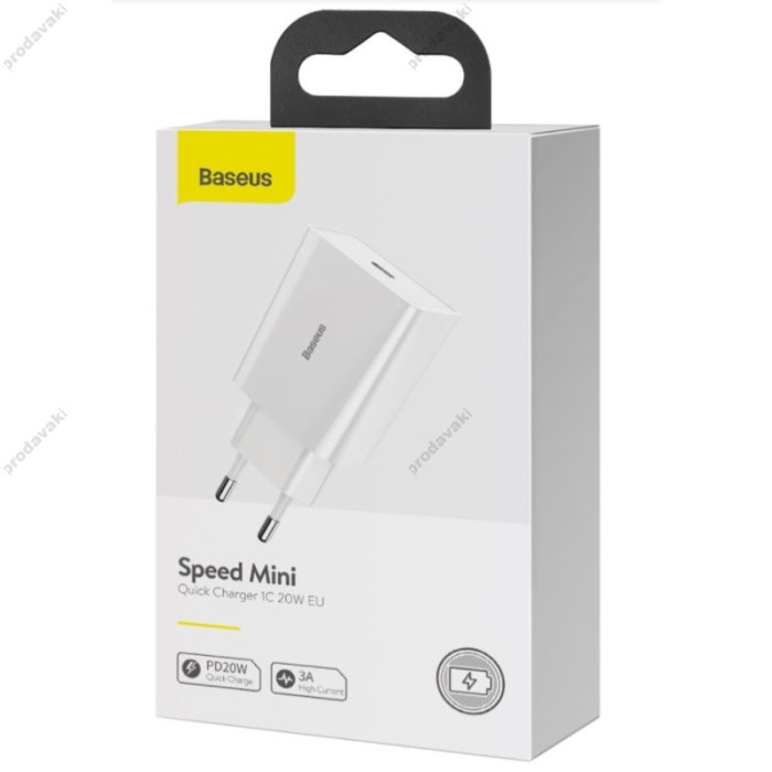 Мережевий зарядний пристрій Baseus Speed Mini Quick Charger 20W White CCFS-SN02