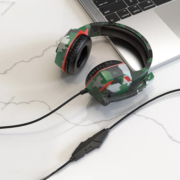 Дротові навушники HOCO ESD08 Gaming LED Headphones Hi-Res Camouflage-Green
