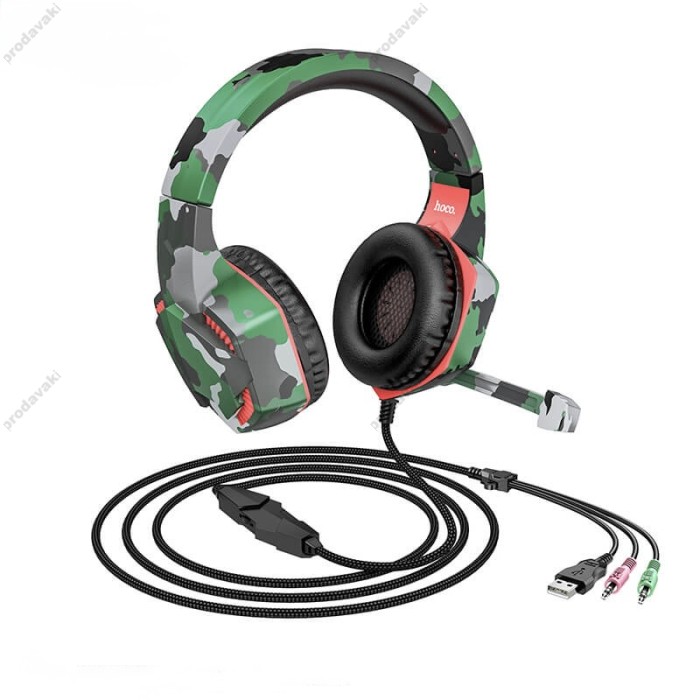 Дротові навушники HOCO ESD08 Gaming LED Headphones Hi-Res Camouflage-Green