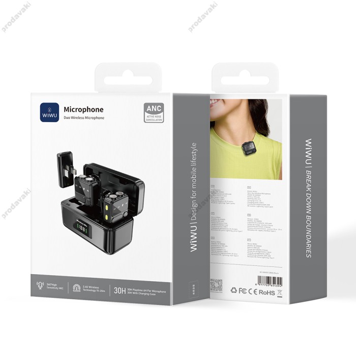 Бездротовий мікрофон для телефону Wiwu Wi-WM005 Type-C - Lightning  з кейсом заряджання