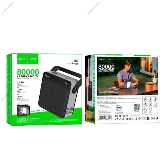 Повербанк портативний акумулятор Power bank Hoco J161 PD 22.5W fully compatible 80000mAh Black