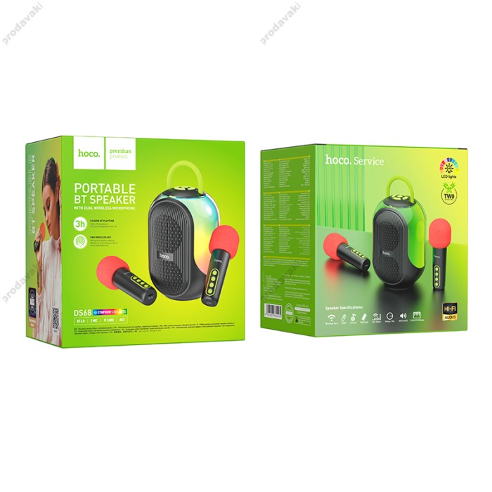 Портативна колонка Bluetooth HOCO DS68 Cool RGB BT speaker with 2 microphones 10W Black