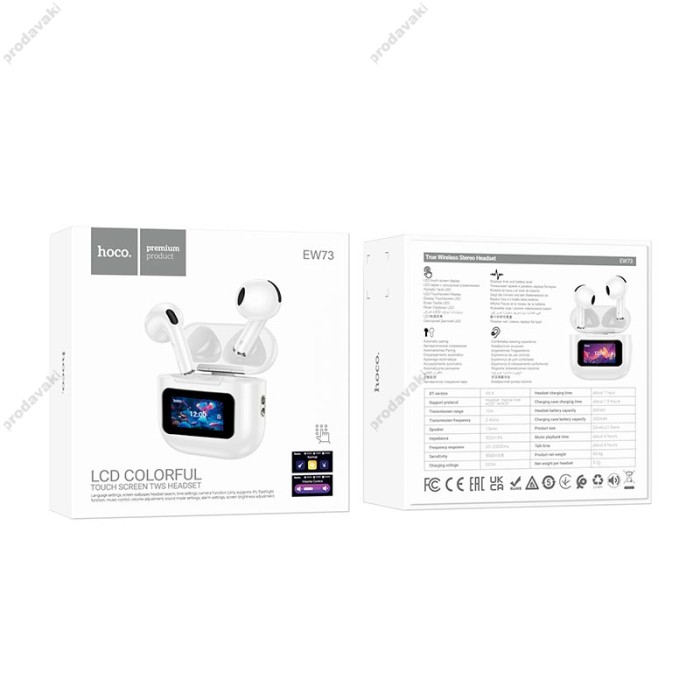 Бездротові навушники Bluetooth Hoco EW73 Randy true wireless with touch screen BT 5.4 White