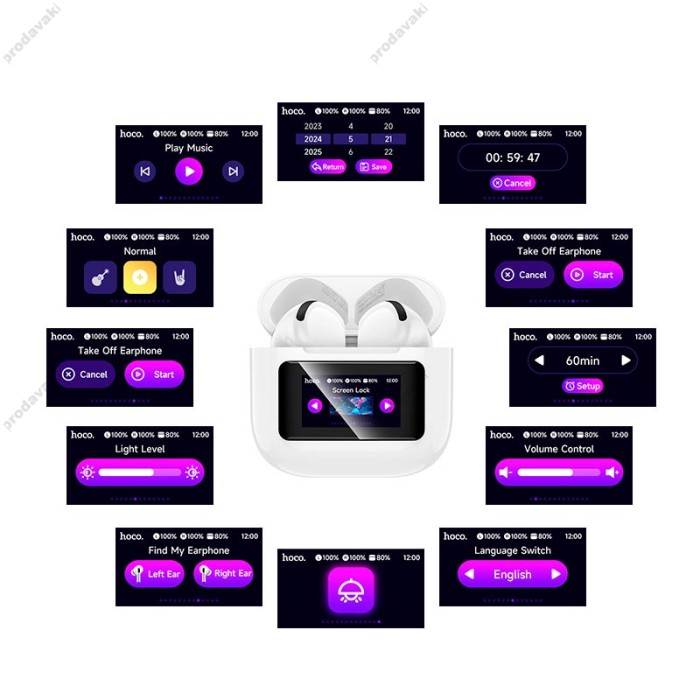 Бездротові навушники Bluetooth Hoco EW73 Randy true wireless with touch screen BT 5.4 White