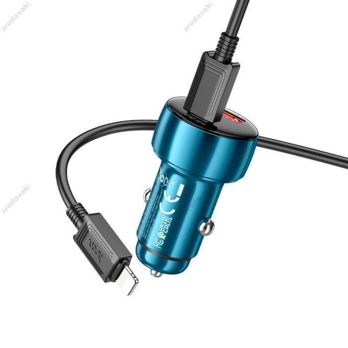 Автомобільний зарядний пристрій HOCO Z50 Leader Type-C to Lightning 3A 48W Sapphire-Blue