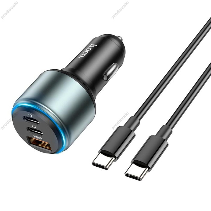 Автомобільний зарядний пристрій HOCO NZ9 Galloper three-port Type-C cable 5A 95W Black