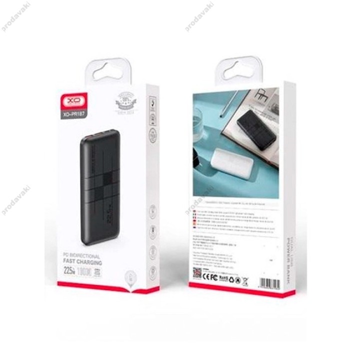 Повербанк портативний акумулятор Power bank XO PR187 Fast charge 22.5W 10000 mAh Black