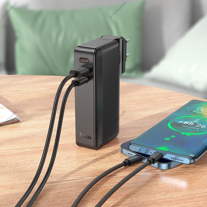 Повербанк портативний акумулятор Power bank Hoco Q16 Friendly US/EU 22.5W 10000 mAh Black