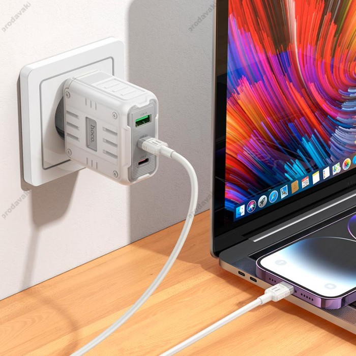 Мережевий зарядний пристрій HOCO C139A Rock charger 65W White