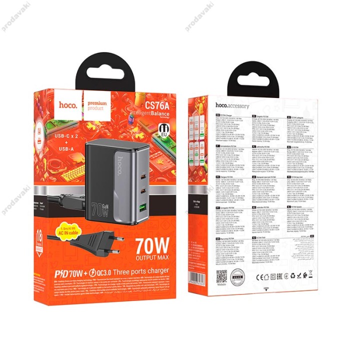 Подовжувач мережі фільтр HOCO CS76A Star Speed charger 70W 1.5m Black