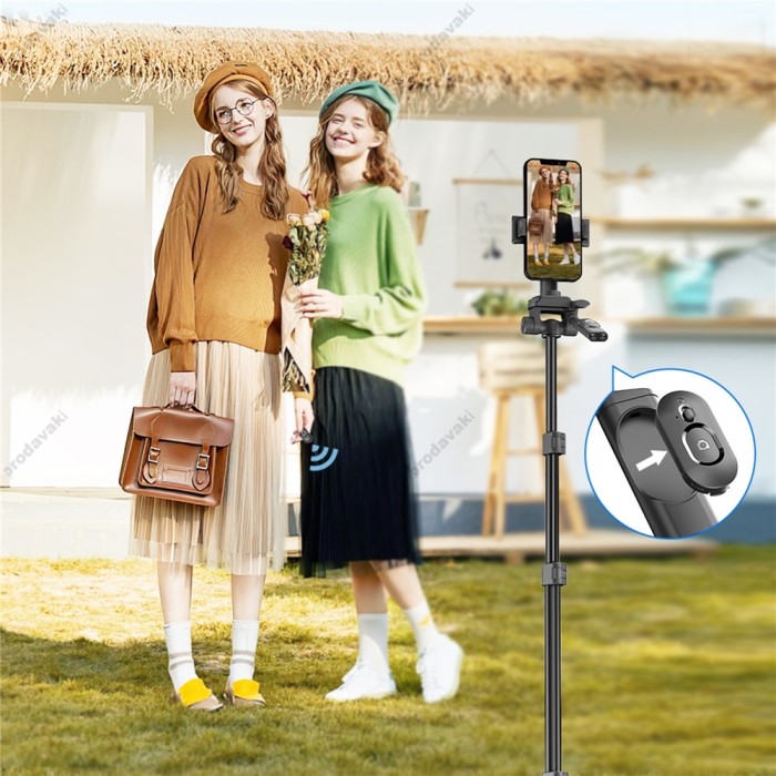Монопод-трипод CH C06 stable shooting multifunctional expansion metal selfie stick 1.83m Black
