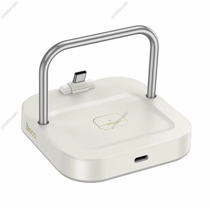 Бездротовий зарядний пристрій Hoco CQ16B Astute 2-in-1 desktop charger Milky White