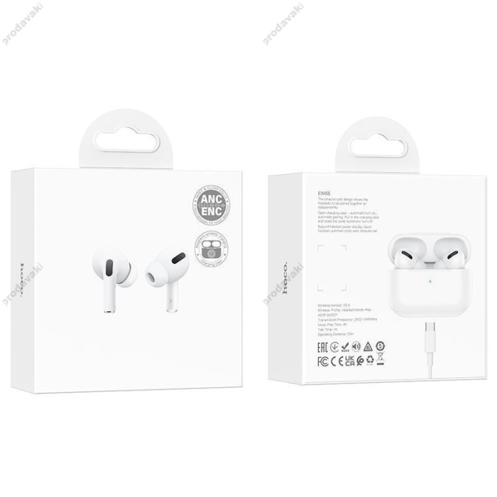 Бездротові Bluetooth навушники HOCO EW68 True wireless ANC+ENC noise cancelling BT 5.4 White