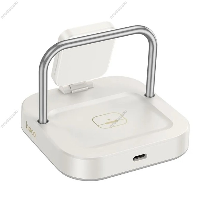 Бездротовий зарядний пристрій Hoco CQ16A Astute 3-in-1 desktop + watch charger Milky White
