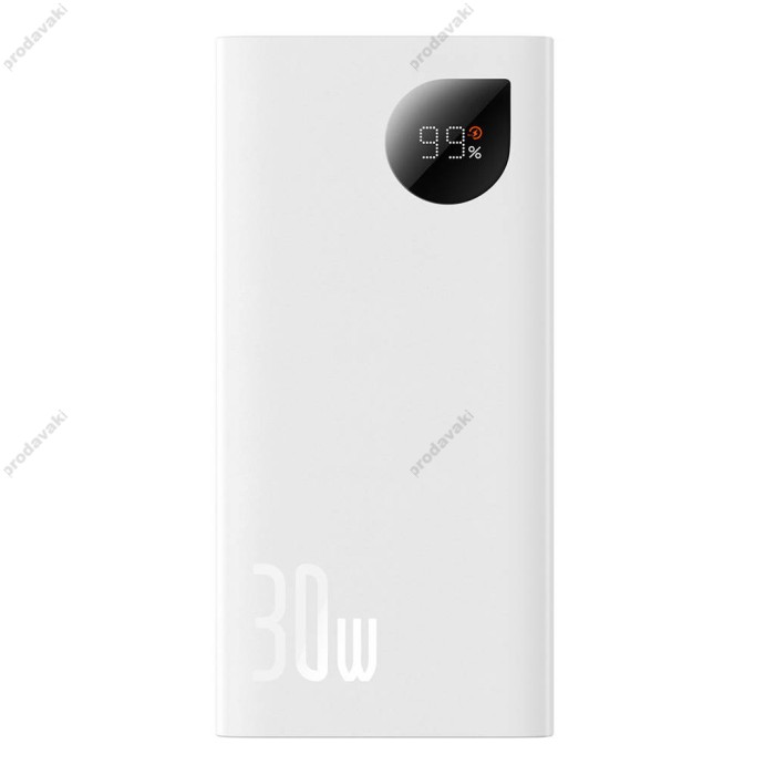 Повербанк портативний акумулятор Power bank Baseus Adaman2 Digital 30W 10000 mAh White PPAD040002