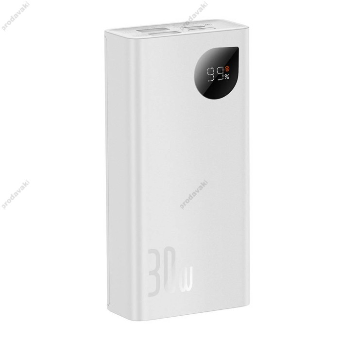 Повербанк портативний акумулятор Power bank Baseus Adaman2 Digital 30W 10000 mAh White PPAD040002