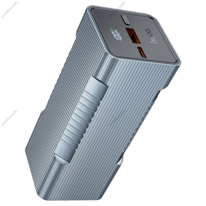 Повербанк портативний акумулятор Power Bank Hoco Q15 Flashlight 22.5W 10000 mAh Metal Grey
