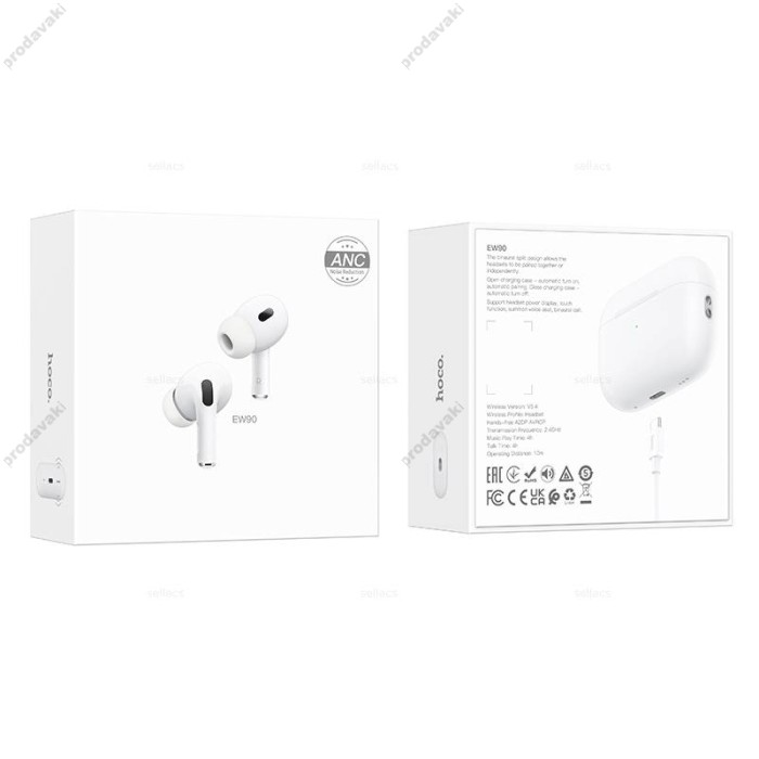 Бездротові Bluetooth навушники HOCO EW90 ANC series tru wireless headset BT 5.4 White