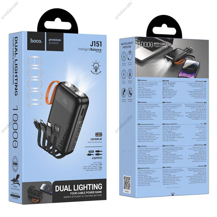 Повербанк портативний аккумулятор Power Bank Hoco J151 Spirit 10000 mAh Black
