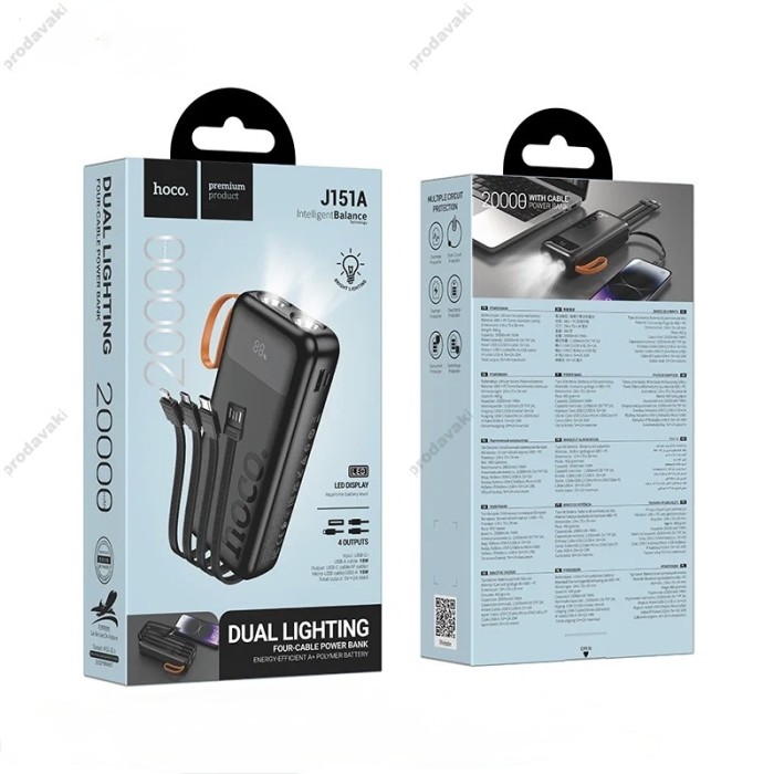 Повербанк портативний акумулятор Power bank Hoco J151A Spirit 20000 mAh Black