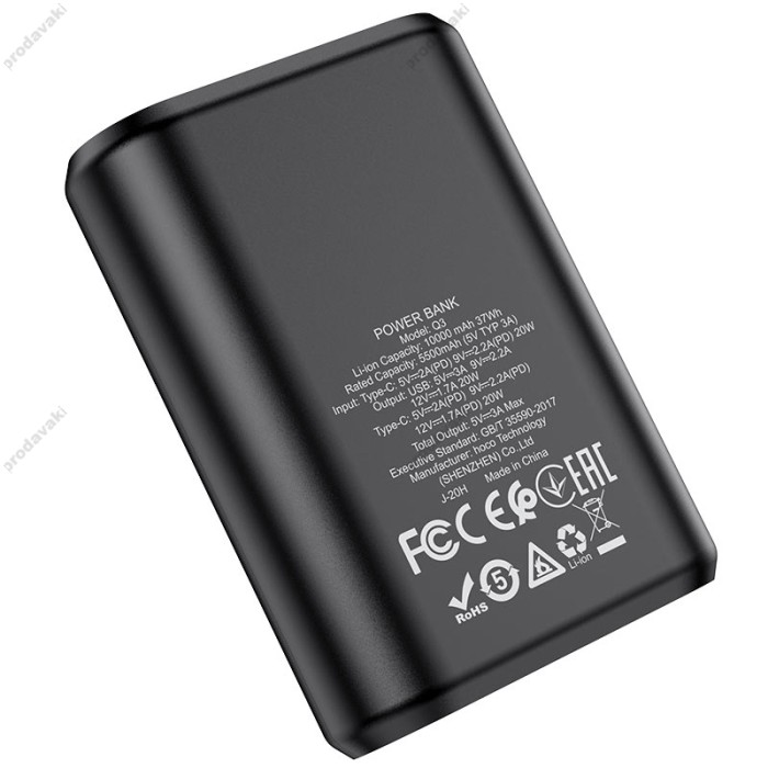 Повербанк портативний акумулятор Power bank HOCO Q3 Mayflower 20W 10000 mAh Black