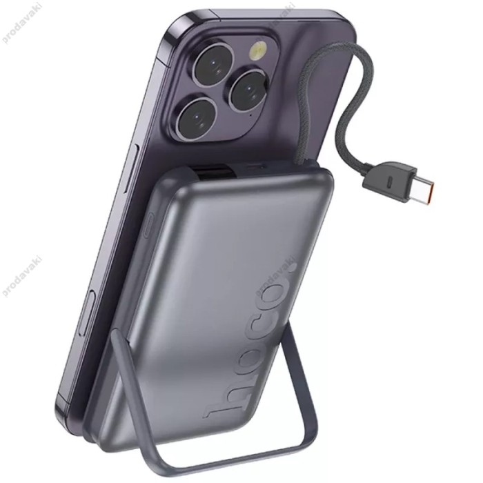 Повербанк портативний акумулятор Power Bank Hoco Q43 Clever MagSafe магнітний 20W 10000 mAh Metal Gray