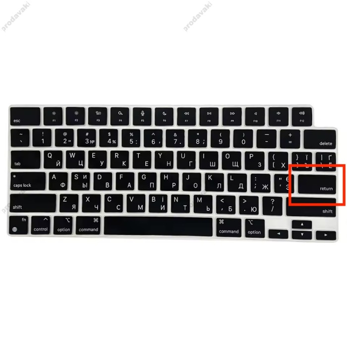 Силіконова накладка xVibe на клавіатуру MacBook New Pro 16.2" 2021-2026 Українскі літери US Black