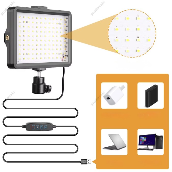 Лампа відеосвітло LED Viva VL8 120 Lights USB 15W 5V 4 color filters