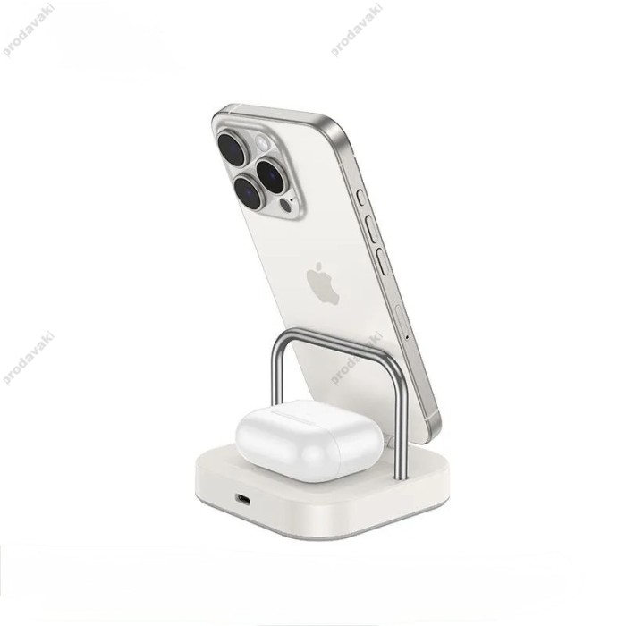Бездротовий зарядний пристрій Hoco CQ16 Astute power bank charger+watch 10000mAh Milky White