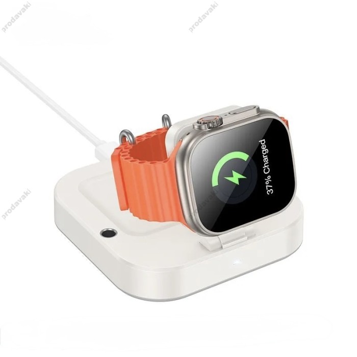 Бездротовий зарядний пристрій Hoco CQ16 Astute power bank charger+watch 10000mAh Milky White