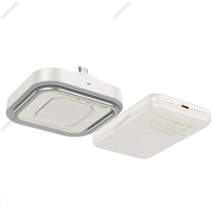 Бездротовий зарядний пристрій Hoco CQ16 Astute power bank charger+watch 10000mAh Milky White