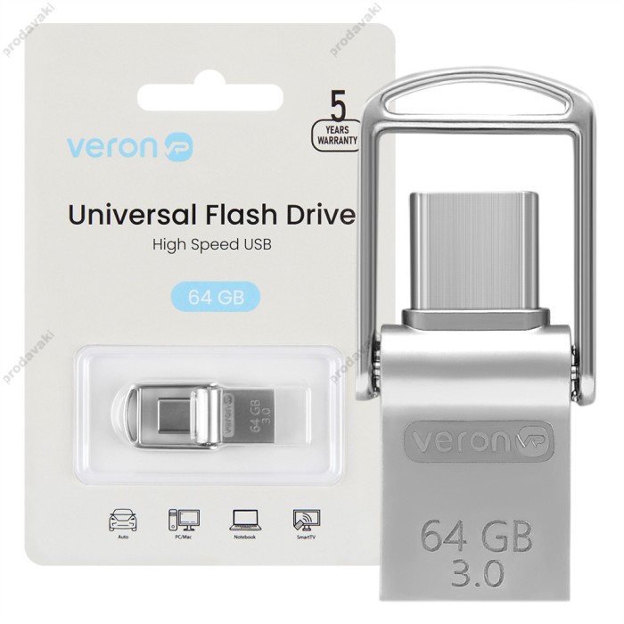 Флеш пам'ять накопичувач USB Veron 64GB Metal seies 104 3.0 USB -Type C