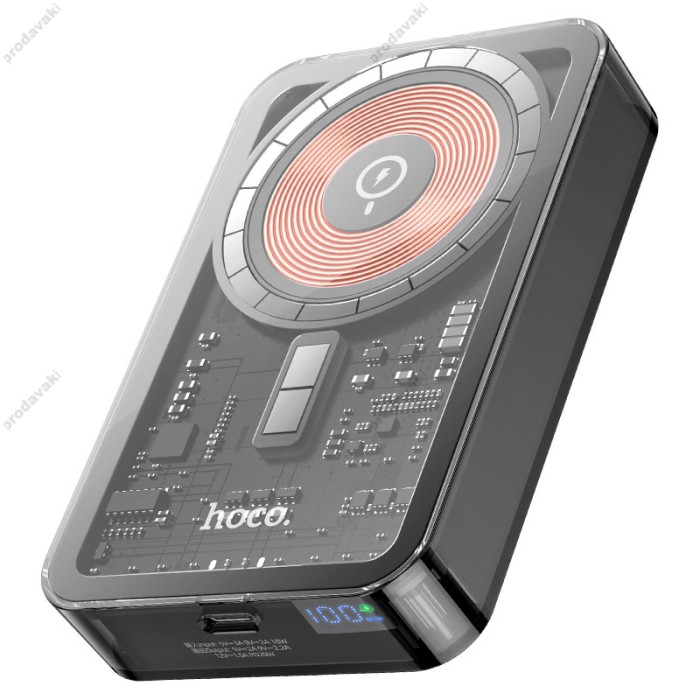 Повербанк портативний акумулятор Power bank Hoco Q14A MagSafe Ice Crystal magnetic PD 20W 10000 mAh Black