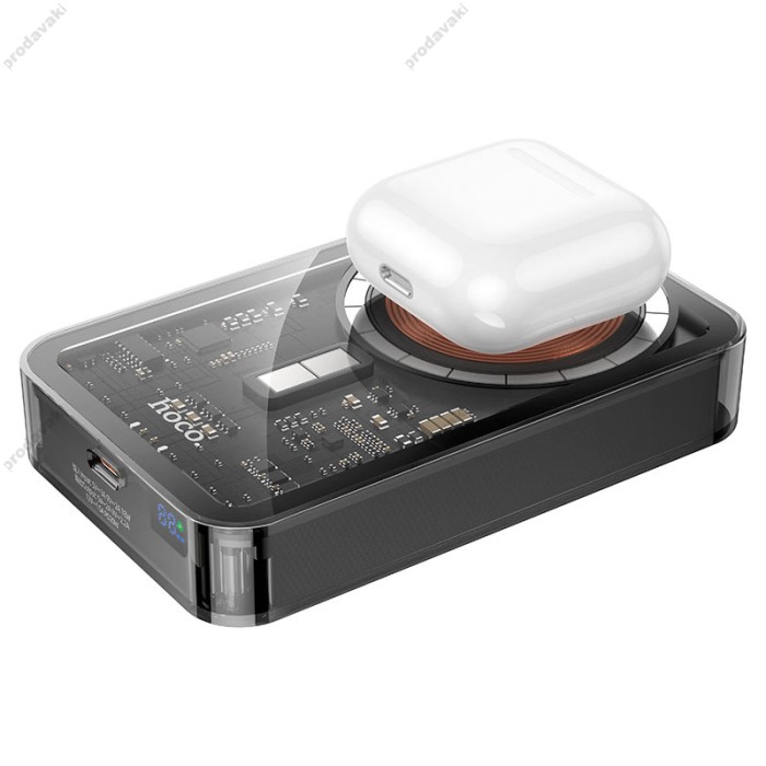 Повербанк портативний акумулятор Power bank Hoco Q14A MagSafe Ice Crystal magnetic PD 20W 10000 mAh Black