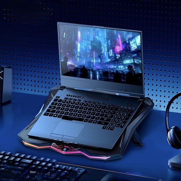 Підставка для ноутбука та MacBook Hoco DH26 RGB notebook multi-fan cooling stand Black
