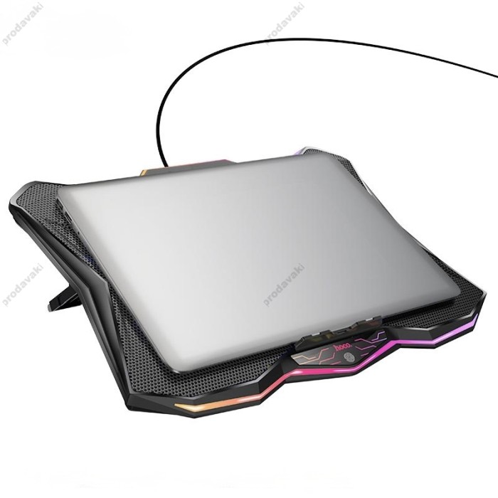 Підставка для ноутбука та MacBook Hoco DH26 RGB notebook multi-fan cooling stand Black