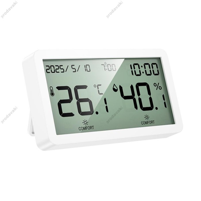 Цифровий термометр гігрометр Hoco HX42 indoor electronic alarm clock thermometer and hygrometer White