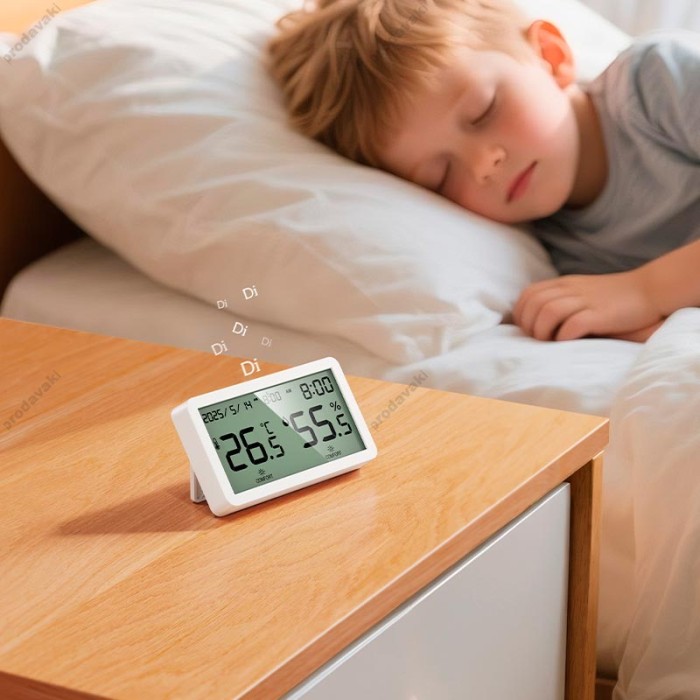 Цифровий термометр гігрометр Hoco HX42 indoor electronic alarm clock thermometer and hygrometer White