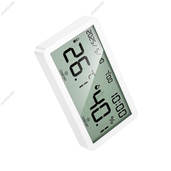 Цифровий термометр гігрометр Hoco HX42 indoor electronic alarm clock thermometer and hygrometer White
