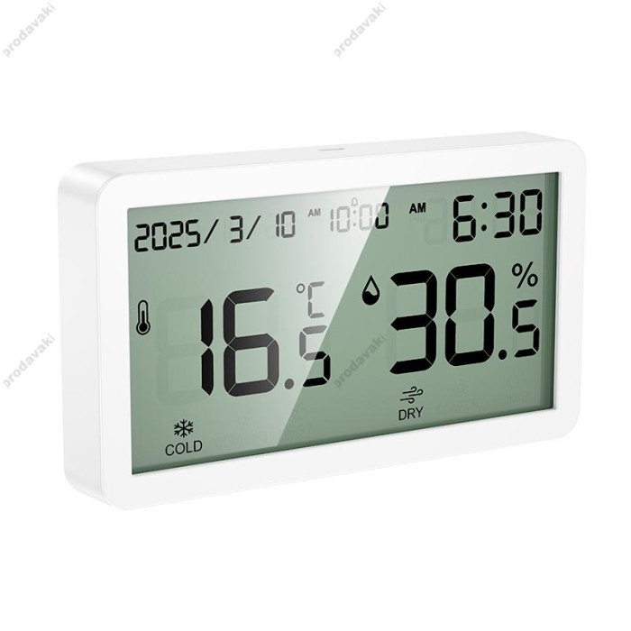 Цифровий термометр гігрометр Hoco HX42 indoor electronic alarm clock thermometer and hygrometer White