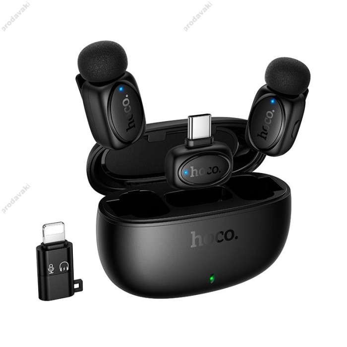 Бездротовий мікрофон Hoco L19 Lightning / Type-C Graceful wireless microphone Black